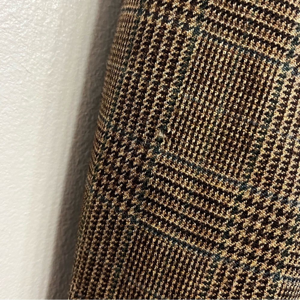 Lauren Ralph Lauren Wool Elbow Patch Houndstooth Dark Brown Check Blazer 48R - Picture 10 of 13